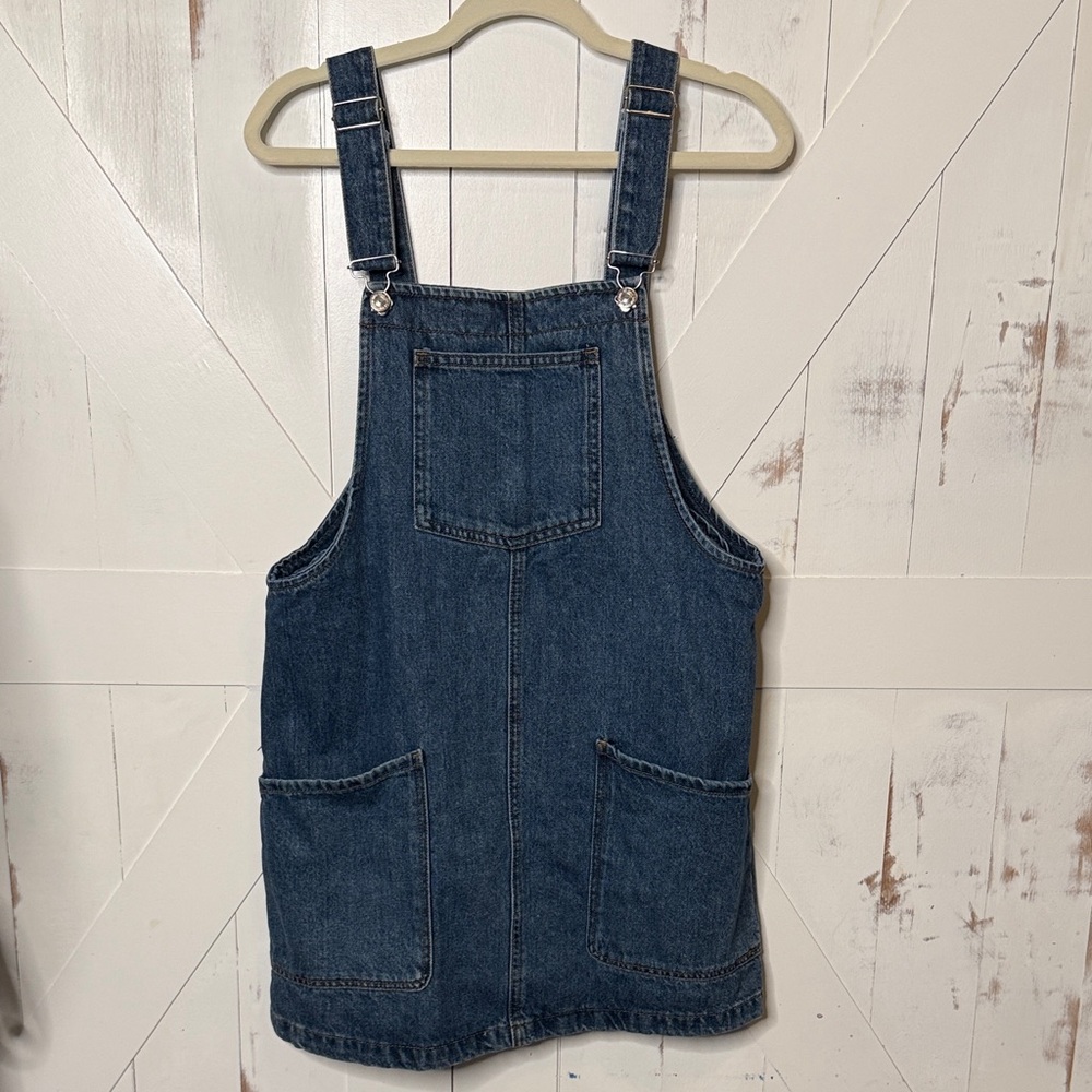 Mango Dark Blue Denim Overall Dress